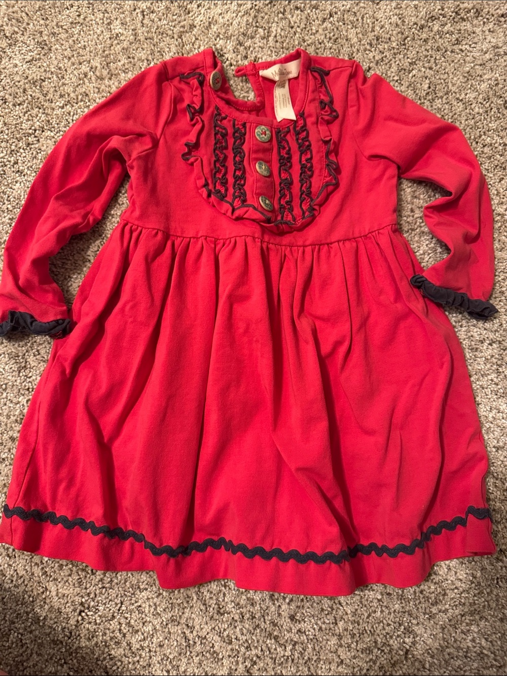 Matilda Jane Red Long-Sleeve Ruffle Button Dress